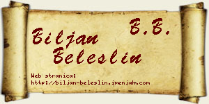 Biljan Beleslin vizit kartica